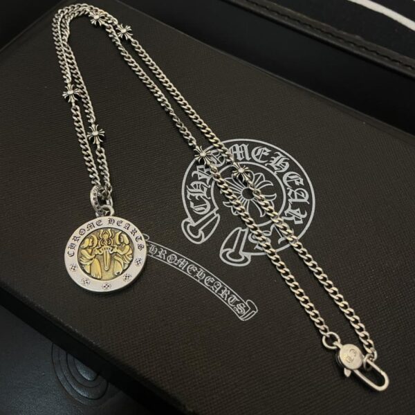 réplica,joyas,joyería,1:1,replica,fake,lujo,barato [Calidad de mostrador] Collar con cruz nueva de corazones cromados, colgante de espada virgen (92C2)