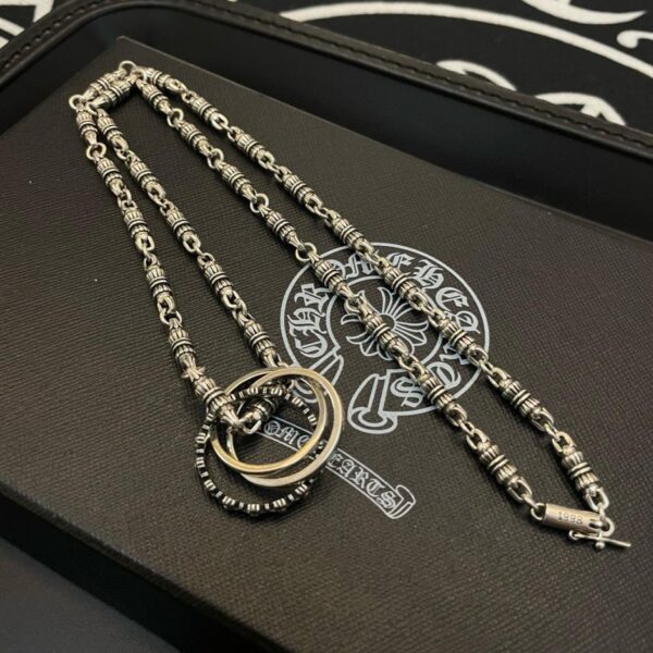 réplica,joyas,joyería,1:1,replica,fake,lujo,barato [Calidad de contador] Chrome Hearts nuevo collar retro clásico colgante de anillo de tres anillos (2C7D)
