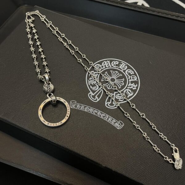 réplica,joyas,joyería,1:1,replica,fake,lujo,barato [Calidad de contador] Chrome Hearts nuevo collar retro clásico colgante de anillo en forma de corazón (C5D2)