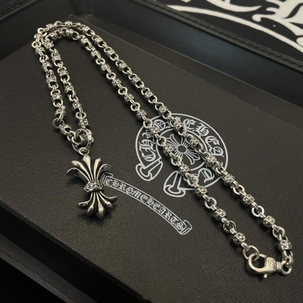 réplica,joyas,joyería,1:1,replica,fake,lujo,barato [Calidad de mostrador] Corazones cromados Nuevo collar de bola de flor cruzada Colgante de iris (D2CB)