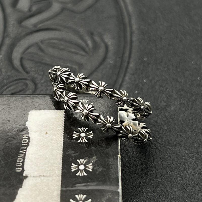 réplica,joyas,joyería,1:1,replica,fake,lujo,barato réplica,joyas,joyería,1:1,replica,fake,lujo,barato Anillo de flor cruzada completa desgastada vintage de plata Kroxintai (12A4)