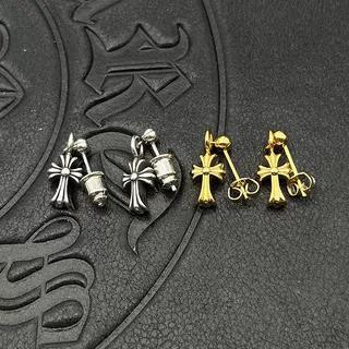 réplica,joyas,joyería,1:1,replica,fake,lujo,barato Pendientes cruzados de oro de 22 quilates con corazón de cuervo (D066)