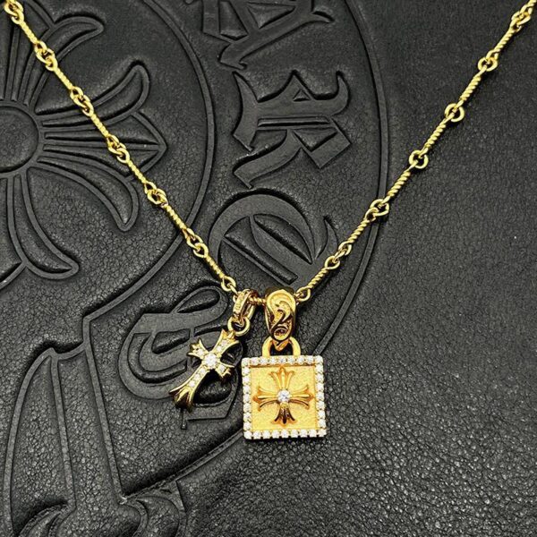 réplica,joyas,joyería,1:1,replica,fake,lujo,barato Collar con cruz de diamantes en oro de 22 quilates Crow Heart (F4B9)