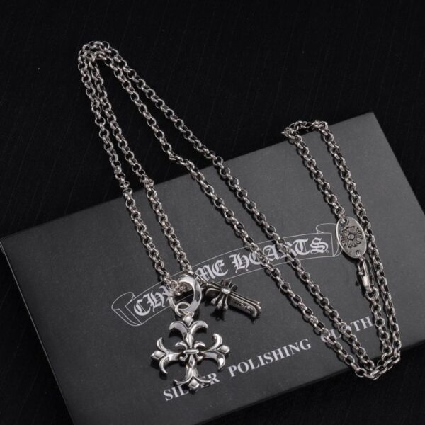 réplica,joyas,joyería,1:1,replica,fake,lujo,barato Collar de corazones cromados (FC8E)