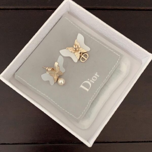 réplica,joyas,joyería,1:1,replica,fake,lujo,barato Los últimos pendientes de perlas grandes de mariposa blanca de Dior (A09A)