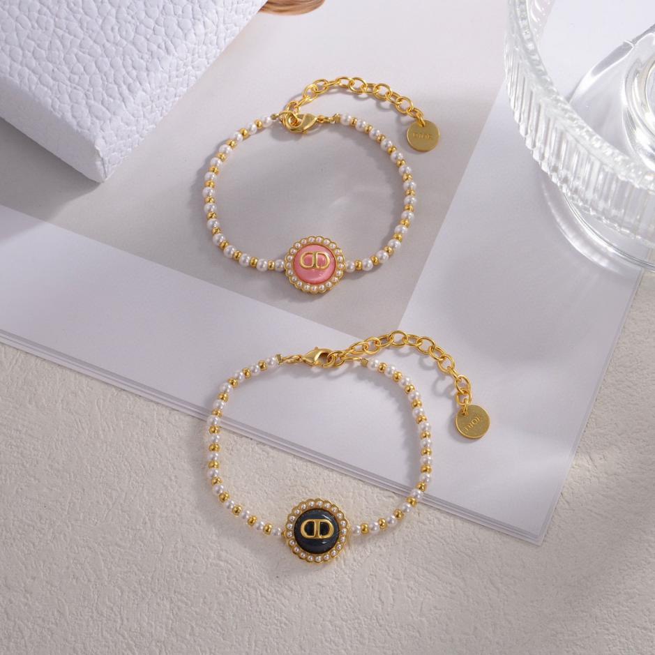 réplica,joyas,joyería,1:1,replica,fake,lujo,barato réplica,joyas,joyería,1:1,replica,fake,lujo,barato Pulsera Dior con letras CD y perlas (2C62)