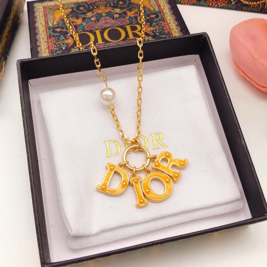 réplica,joyas,joyería,1:1,replica,fake,lujo,barato réplica,joyas,joyería,1:1,replica,fake,lujo,barato Collar Dior con letras Naranja (3473)