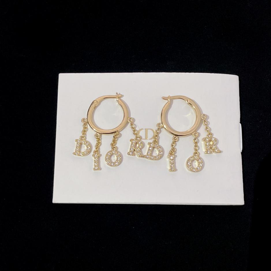 réplica,joyas,joyería,1:1,replica,fake,lujo,barato réplica,joyas,joyería,1:1,replica,fake,lujo,barato Pendientes Dior con letras de diamantes (AE50)