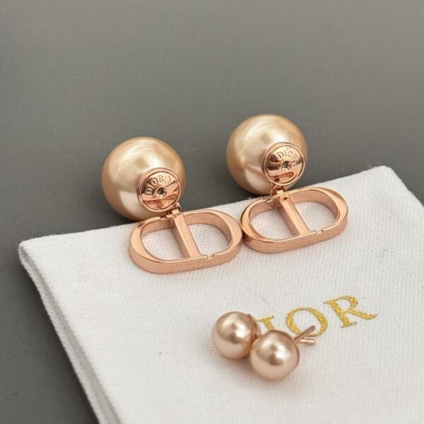 réplica,joyas,joyería,1:1,replica,fake,lujo,barato Pendientes DiorCD con doble cuenta rosa (7A64)