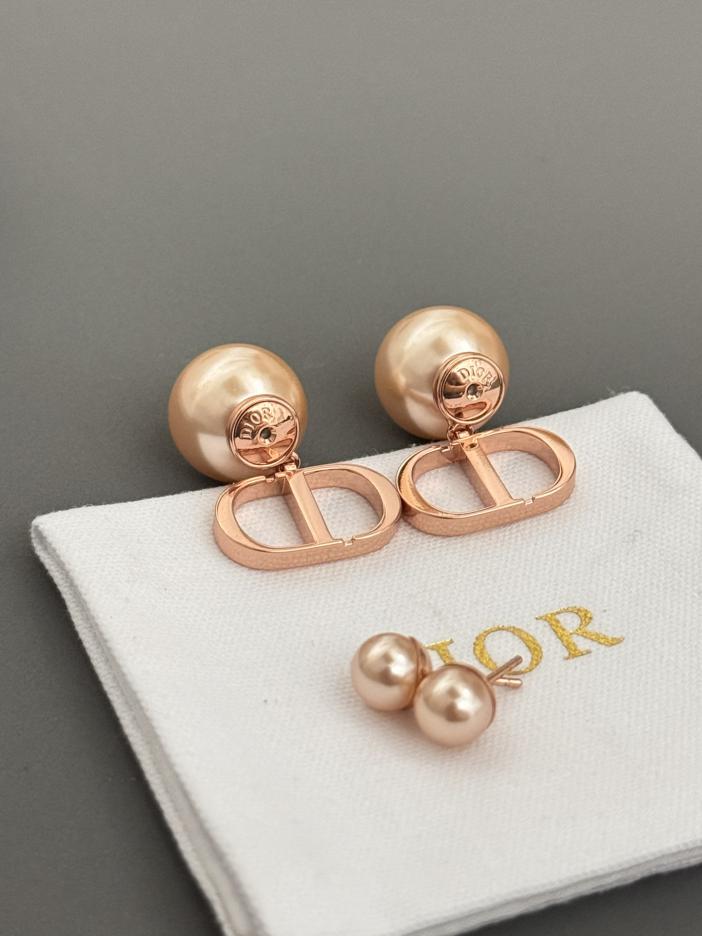 réplica,joyas,joyería,1:1,replica,fake,lujo,barato réplica,joyas,joyería,1:1,replica,fake,lujo,barato Pendientes DiorCD con doble cuenta rosa (7A64)