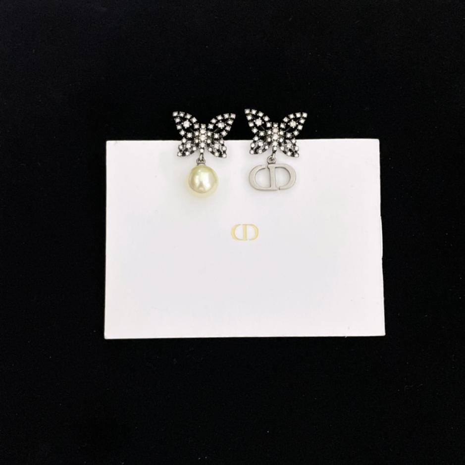 réplica,joyas,joyería,1:1,replica,fake,lujo,barato réplica,joyas,joyería,1:1,replica,fake,lujo,barato Aretes con cuentas de CD y mariposa de diamantes Dior (8E20)