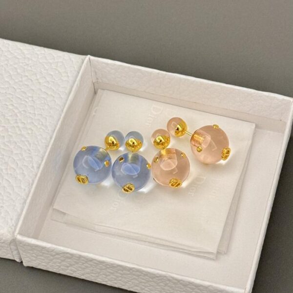 réplica,joyas,joyería,1:1,replica,fake,lujo,barato Pendientes Dior con cuentas grandes y pequeñas en azul rosa (9441)