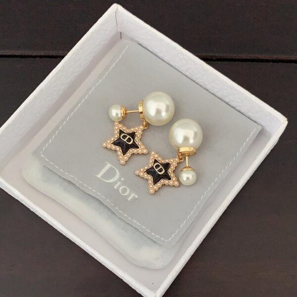 réplica,joyas,joyería,1:1,replica,fake,lujo,barato Las últimas cuentas grandes y pequeñas de Dior, cd perla negra, estrella de cinco puntas (53FA)