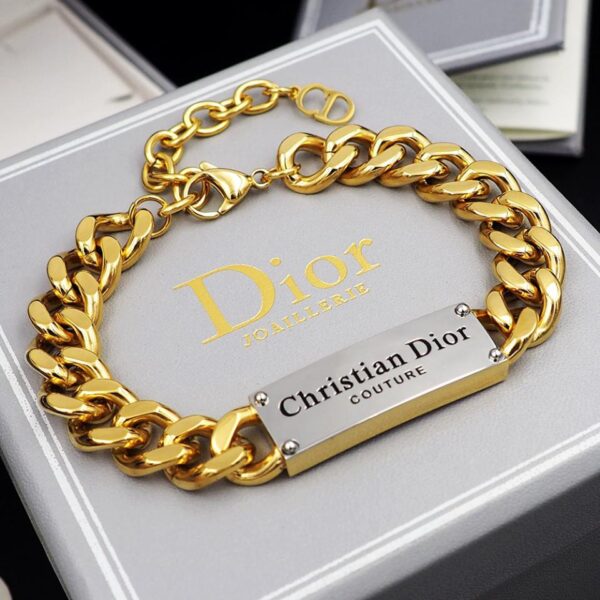 réplica,joyas,joyería,1:1,replica,fake,lujo,barato Pulsera Dior de mezclilla con letras doradas (1A29)