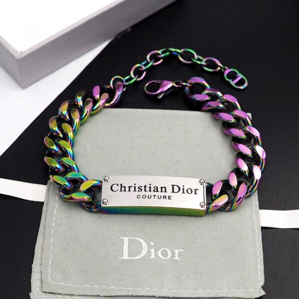 réplica,joyas,joyería,1:1,replica,fake,lujo,barato Conjunto de cadena de mezclilla con letras Dior Pulsera de color templado (CF93)