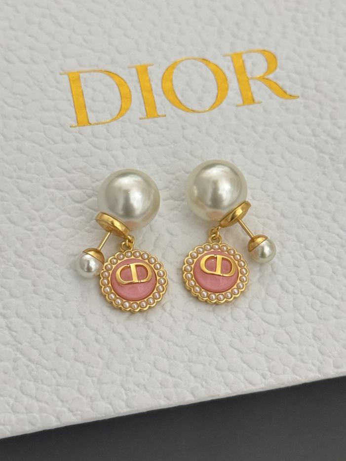 réplica,joyas,joyería,1:1,replica,fake,lujo,barato réplica,joyas,joyería,1:1,replica,fake,lujo,barato Pendientes Dior con cuentas de cristal D rosa (0EDD)