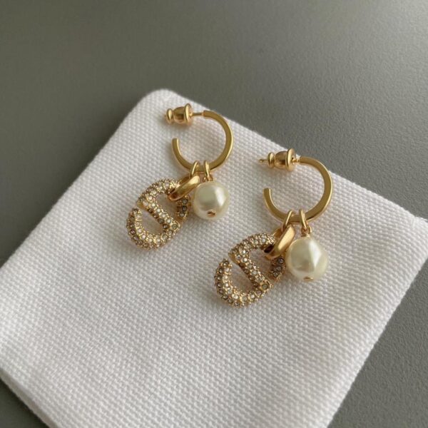 réplica,joyas,joyería,1:1,replica,fake,lujo,barato Pendientes Dior de perlas redondas negras (8C3F)