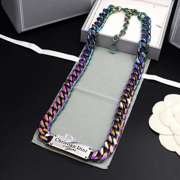 réplica,joyas,joyería,1:1,replica,fake,lujo,barato Conjunto de cadena de mezclilla con letras Dior Collar de color templado (F843)