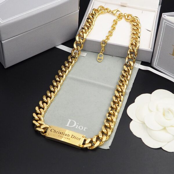 réplica,joyas,joyería,1:1,replica,fake,lujo,barato Collar Dior vaquero con letras dorado (4058)