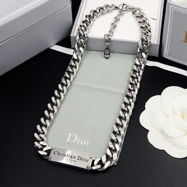 réplica,joyas,joyería,1:1,replica,fake,lujo,barato Collar Dior denim con letras plateado (3C8E)