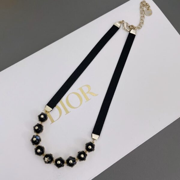 réplica,joyas,joyería,1:1,replica,fake,lujo,barato Gargantilla Dior con cinta de nueve piedras negras (6AD0)