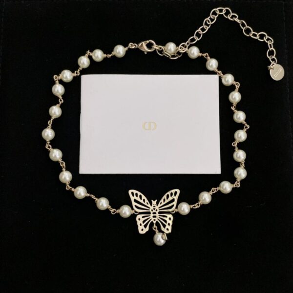 réplica,joyas,joyería,1:1,replica,fake,lujo,barato Gargantilla Dior con mariposas huecas y perlas (D5E1)