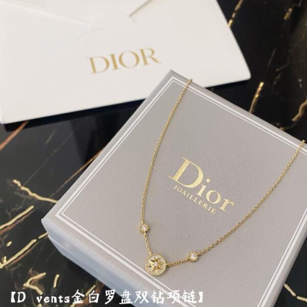 réplica,joyas,joyería,1:1,replica,fake,lujo,barato Collar Dior Vents en oro y brújula blanca con doble diamante (DE6C)