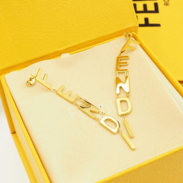 réplica,joyas,joyería,1:1,replica,fake,lujo,barato Pendientes con logo de letra FENDI (1C17)