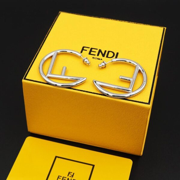 réplica,joyas,joyería,1:1,replica,fake,lujo,barato Pendientes de aro grandes con letra F de FENDI tamaño mediano (19DC)