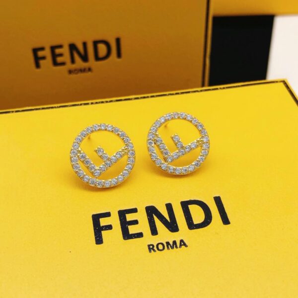 réplica,joyas,joyería,1:1,replica,fake,lujo,barato Pendientes Fendi redondos con diamantes (2BE8)