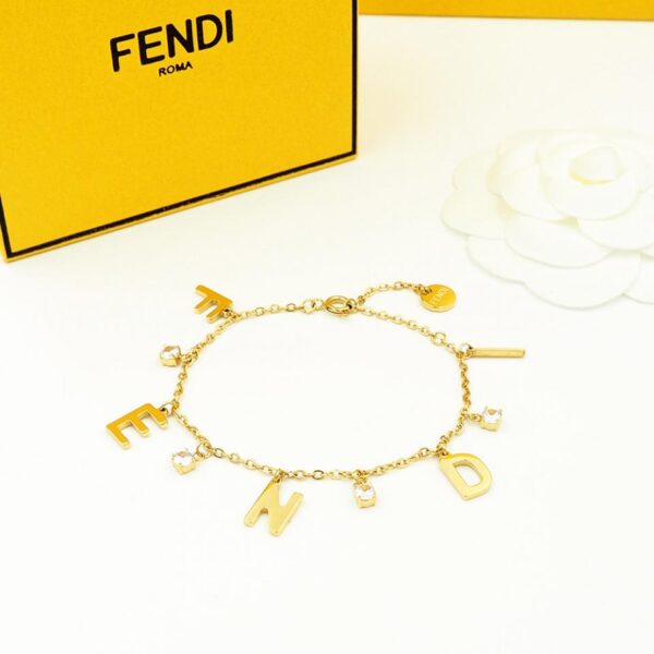 réplica,joyas,joyería,1:1,replica,fake,lujo,barato Pulsera fina con colgante y logo de letra FENDI (A163)