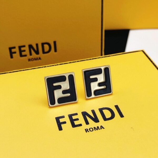 réplica,joyas,joyería,1:1,replica,fake,lujo,barato Pendientes cuadrados Fendi con goteo de aceite negro (22AF)