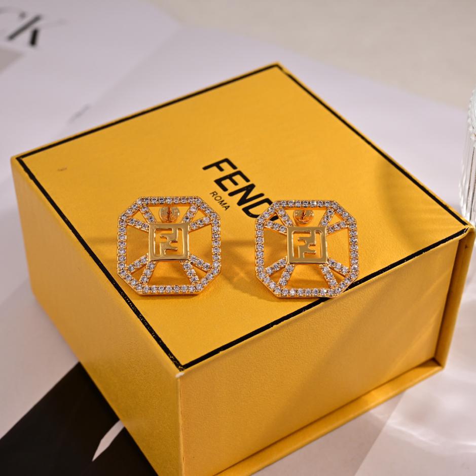 réplica,joyas,joyería,1:1,replica,fake,lujo,barato réplica,joyas,joyería,1:1,replica,fake,lujo,barato Pendientes con logo FENDI (8D29)