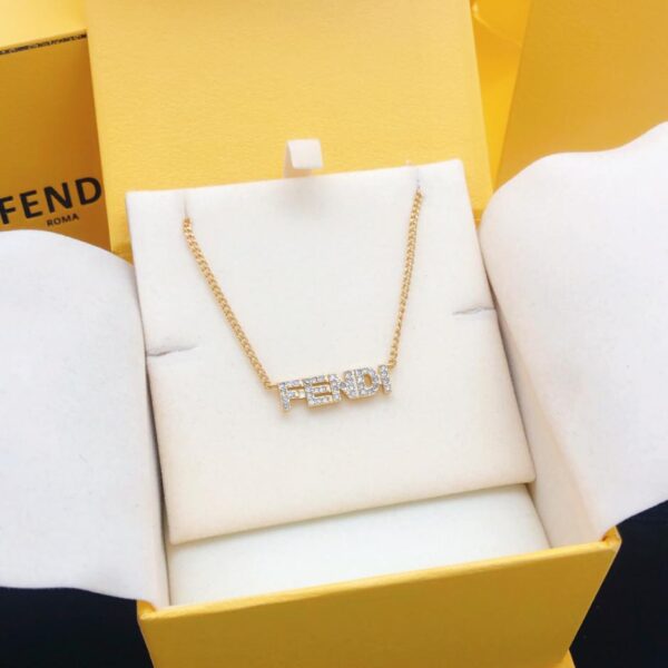 réplica,joyas,joyería,1:1,replica,fake,lujo,barato Collar Fendi con letras y diamantes (652A)