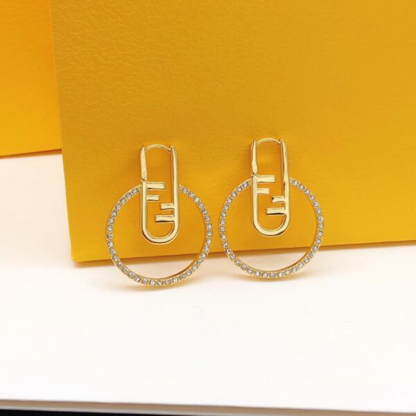 réplica,joyas,joyería,1:1,replica,fake,lujo,barato Ganchos para la oreja Fendi con diamantes redondos (C2B6)