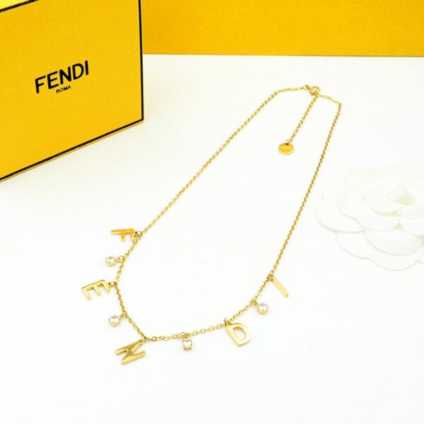 réplica,joyas,joyería,1:1,replica,fake,lujo,barato Collar fino con colgante con logo y letra de FENDI (21C9)