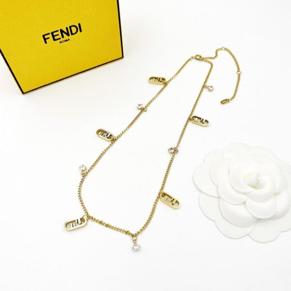 réplica,joyas,joyería,1:1,replica,fake,lujo,barato FENDI nuevo collar O”Lock pequeño FF (6A9B)