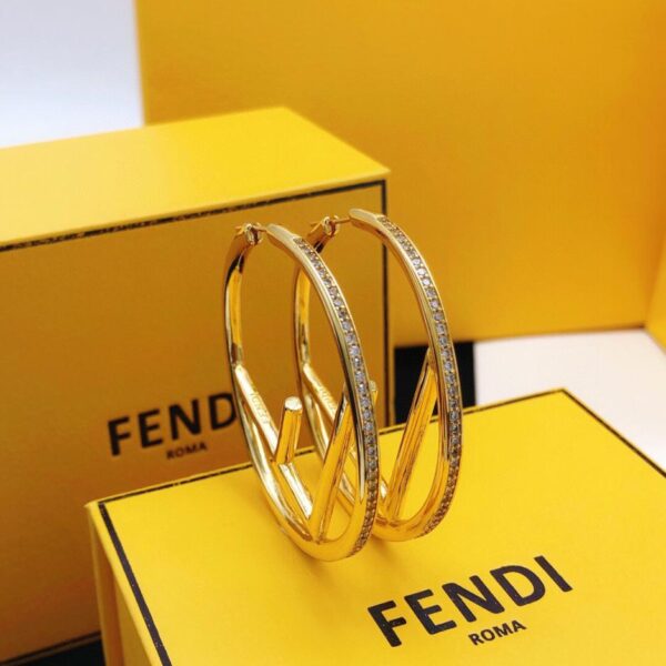 réplica,joyas,joyería,1:1,replica,fake,lujo,barato Pendientes Fendi Combinación de oro azul redondo brillante grande (B8CD)