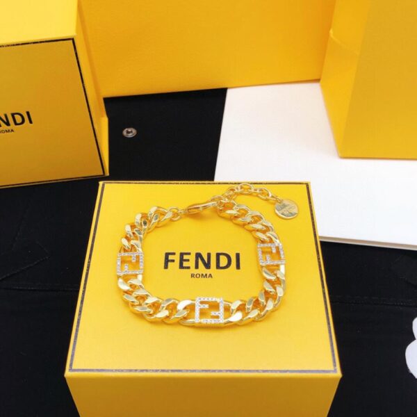 réplica,joyas,joyería,1:1,replica,fake,lujo,barato Pulsera Fendi FF diamante oro (FAA5)