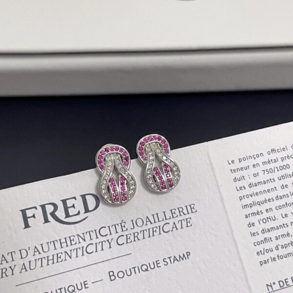 réplica,joyas,joyería,1:1,replica,fake,lujo,barato Pendientes Fred con hebilla de herradura y diamantes rosas (F60F)
