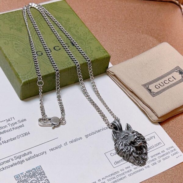 réplica,joyas,joyería,1:1,replica,fake,lujo,barato El último collar de Gucci, serie Anger Forest, collar de Gucci con lobo salvaje doble G (87EE)