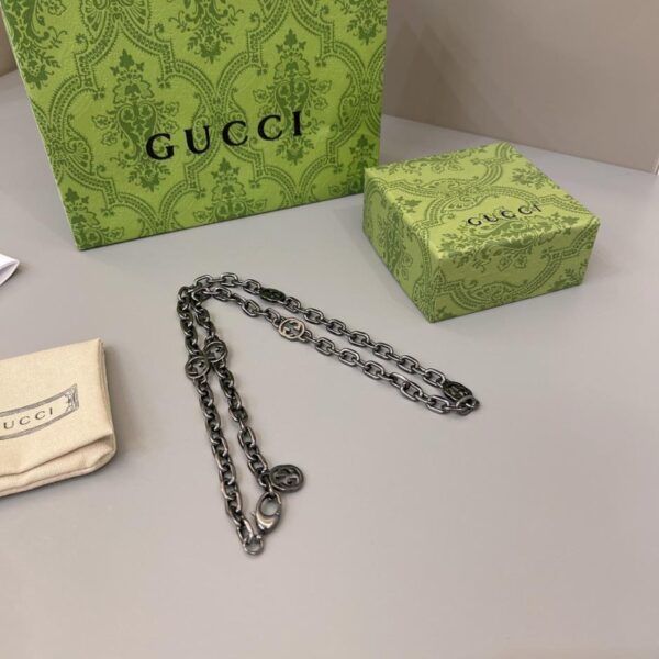 réplica,joyas,joyería,1:1,replica,fake,lujo,barato Gucci nuevo collar de oro negro modelo pareja doble G (37B6)