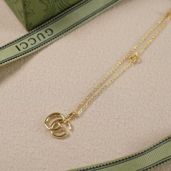réplica,joyas,joyería,1:1,replica,fake,lujo,barato [Plata de ley 925 por todas partes] Collar de oro con letra Gucci doble g serie running (DD4F)