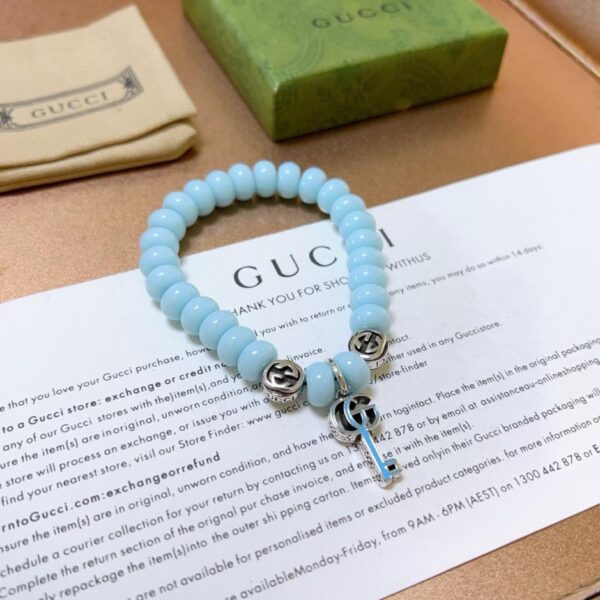 réplica,joyas,joyería,1:1,replica,fake,lujo,barato Pulseras Gucci para hombre y mujer, lo último en pulsera de cuentas de ágata azul (5022)