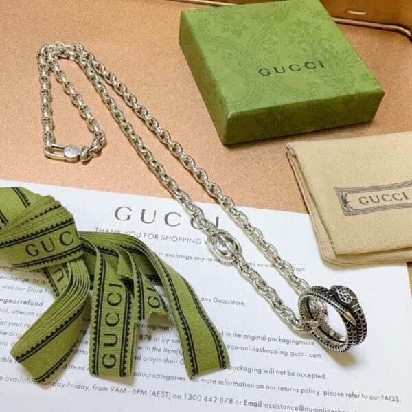 réplica,joyas,joyería,1:1,replica,fake,lujo,barato Gucci último collar serie Anger Forest diseño doble g (B451)