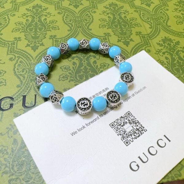 réplica,joyas,joyería,1:1,replica,fake,lujo,barato Pulseras Gucci para hombre y mujer, la última pulsera de la serie retro de zafiro con piedra natural (77A6)