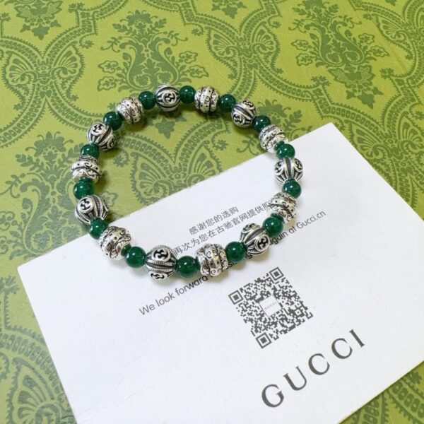 réplica,joyas,joyería,1:1,replica,fake,lujo,barato Pulseras Gucci para hombre y mujer, lo último en pulsera de ágata verde natural (F7BF)