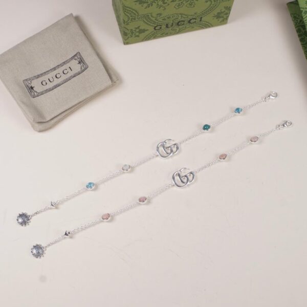 réplica,joyas,joyería,1:1,replica,fake,lujo,barato [Totalmente en plata de ley 925] Pulsera vintage con margaritas y doble G entrelazadas de Gucci (D0B9)