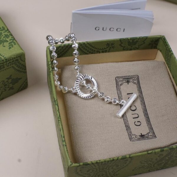 réplica,joyas,joyería,1:1,replica,fake,lujo,barato [Completamente de plata de ley 925] Pulsera de cadena de cuentas de plata con cuentas OT y hebilla Gucci (EE7A)