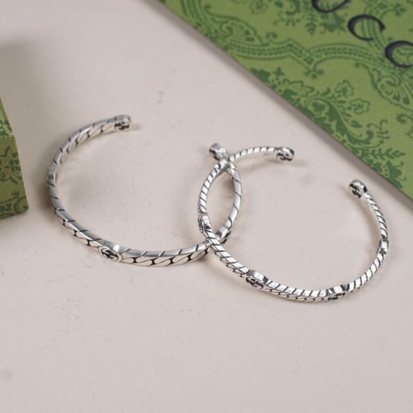 réplica,joyas,joyería,1:1,replica,fake,lujo,barato [Completamente de plata de ley 925] Gucci Pulsera de plata con doble G entrelazada Pulsera para parejas Serie entrelazada (2731)